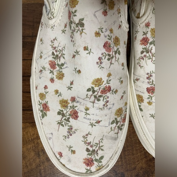 Vans Women Size 9 Men 7.5 Classic Slip On Floral Marshmallow Canvas Shoes EUC - Picture 4 of 8